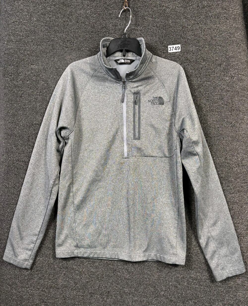 The North Face Sweatshirt Men’s S Gray Striped 1/4 Zip Pullover Fleece Outdoors